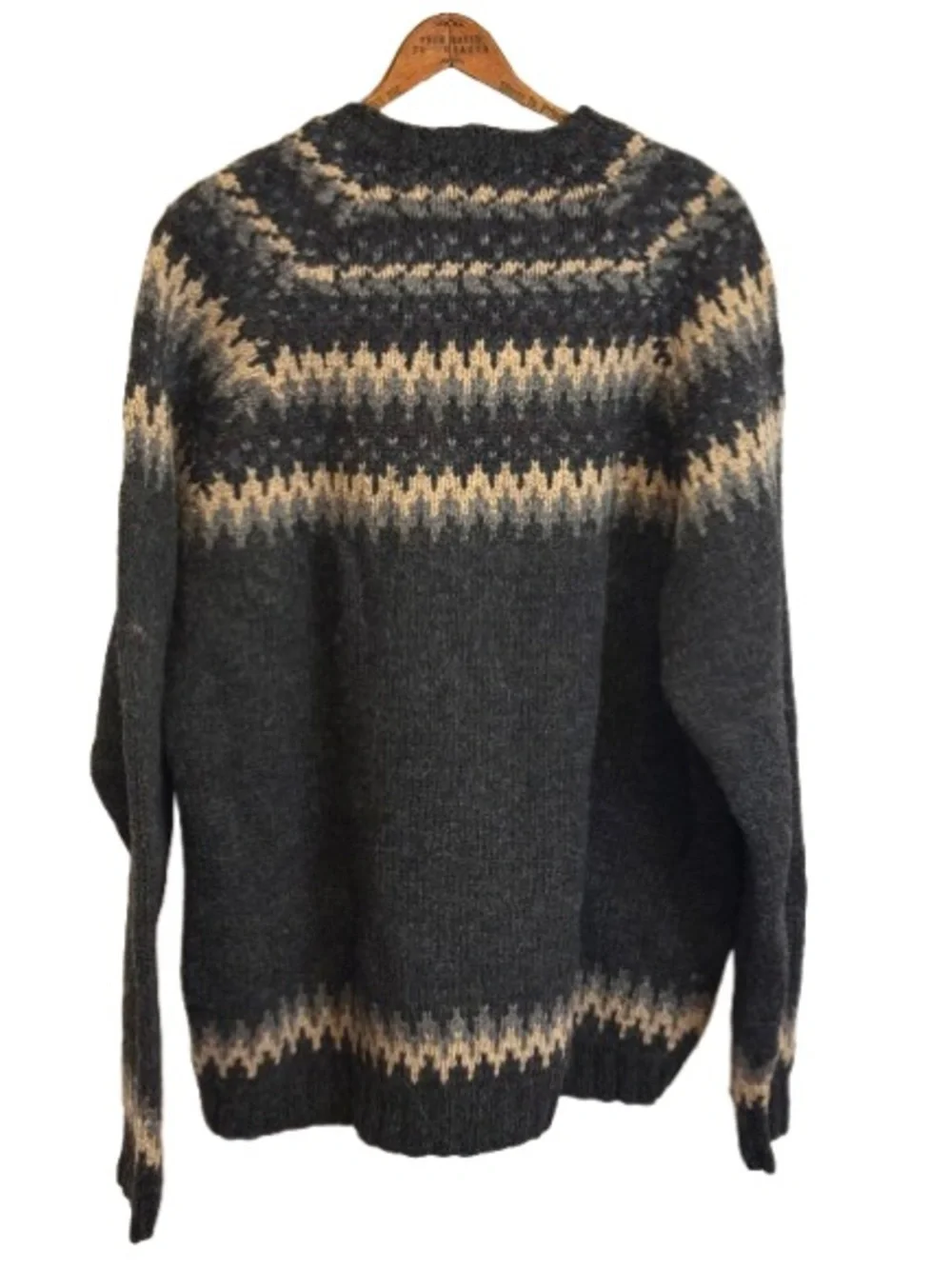 J.Crew Hand Knit Fair Isle Sweater Mens XL 100% Wool Nordic Crewneck